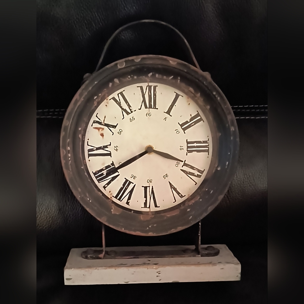 Vintage Black and White Clock 13" Tall
